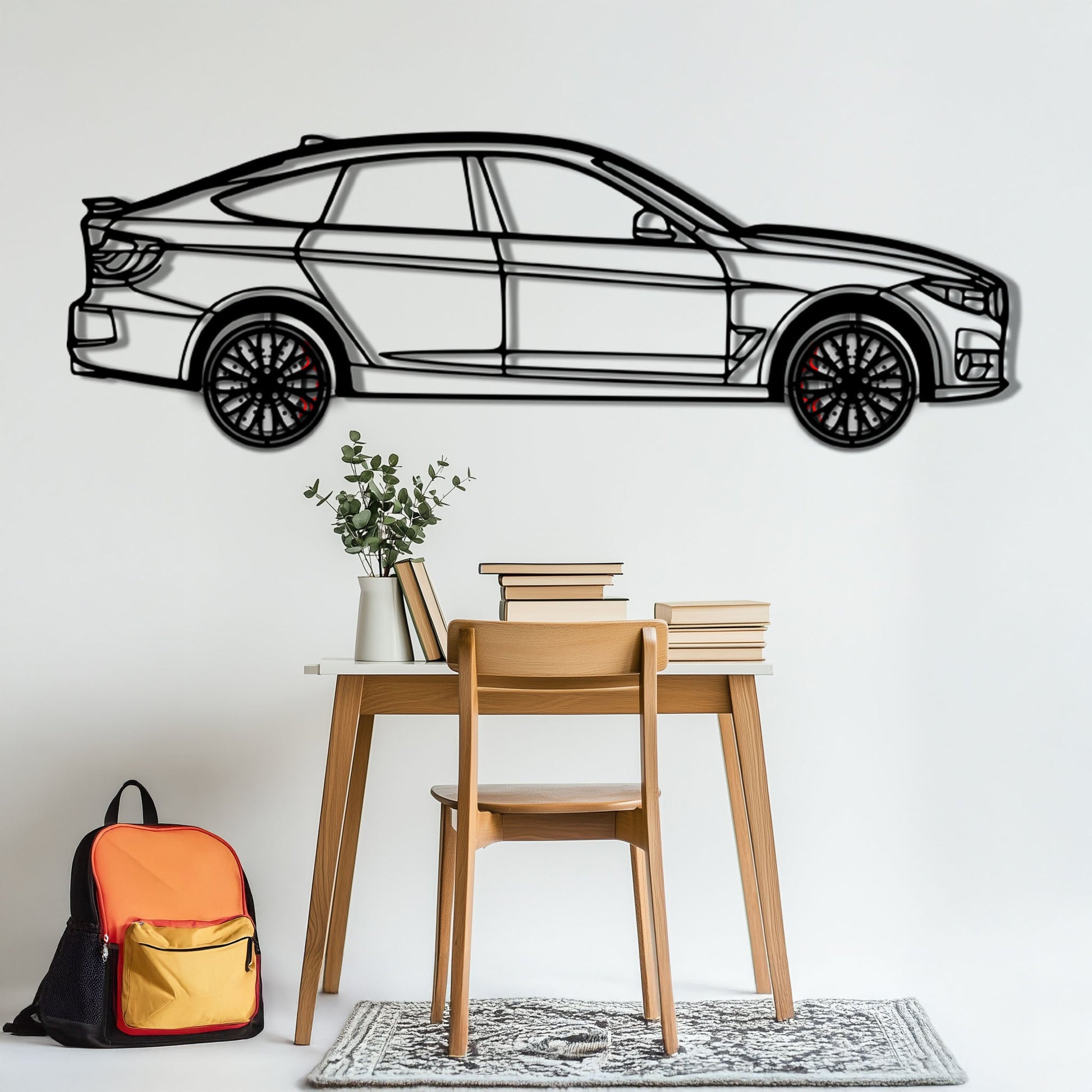 BMW 330 GT F34 Metal Car Wall Art with Rotating Wheels - Gran Turismo Silhouette Decor - Interactive Automotive Wall Art - KAFMEKA103 - Tampa Home & Garden Store