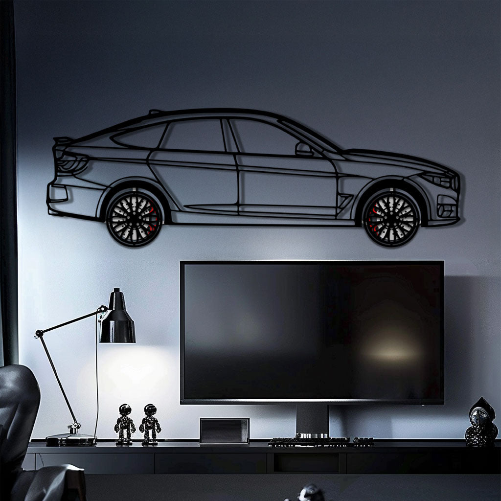 BMW 330 GT F34 Metal Car Wall Art with Rotating Wheels - Gran Turismo Silhouette Decor - Interactive Automotive Wall Art - KAFMEKA103 - Tampa Home & Garden Store