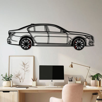 BMW 750i Metal Car Wall Art with Rotating Wheels - Luxury Executive Sedan Silhouette - Interactive Automotive Wall Decor - KAFMEKA104 - Tampa Home & Garden Store