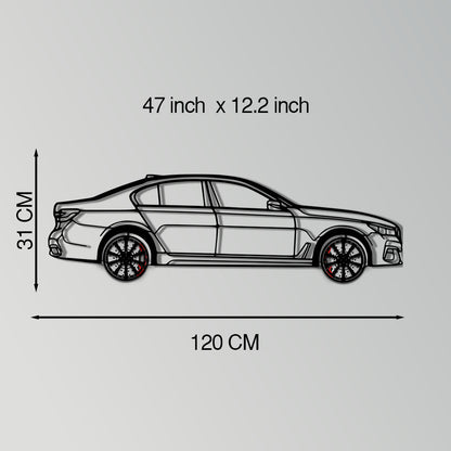 BMW 750i Metal Car Wall Art with Rotating Wheels - Luxury Executive Sedan Silhouette - Interactive Automotive Wall Decor - KAFMEKA104 - Tampa Home & Garden Store