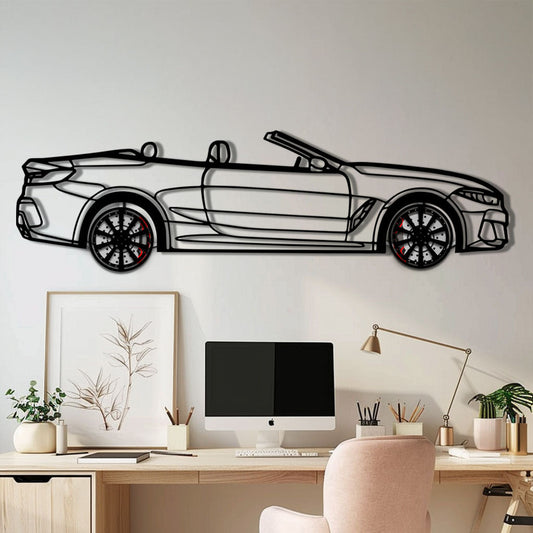 BMW 850i Metal Car Wall Art with Rotating Wheels - Luxury Grand Tourer Silhouette - Interactive Automotive Wall Decor - KAFMEKA105 - Tampa Home & Garden Store