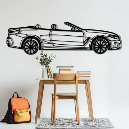 BMW 850i Metal Car Wall Art with Rotating Wheels - Luxury Grand Tourer Silhouette - Interactive Automotive Wall Decor - KAFMEKA105 - Tampa Home & Garden Store