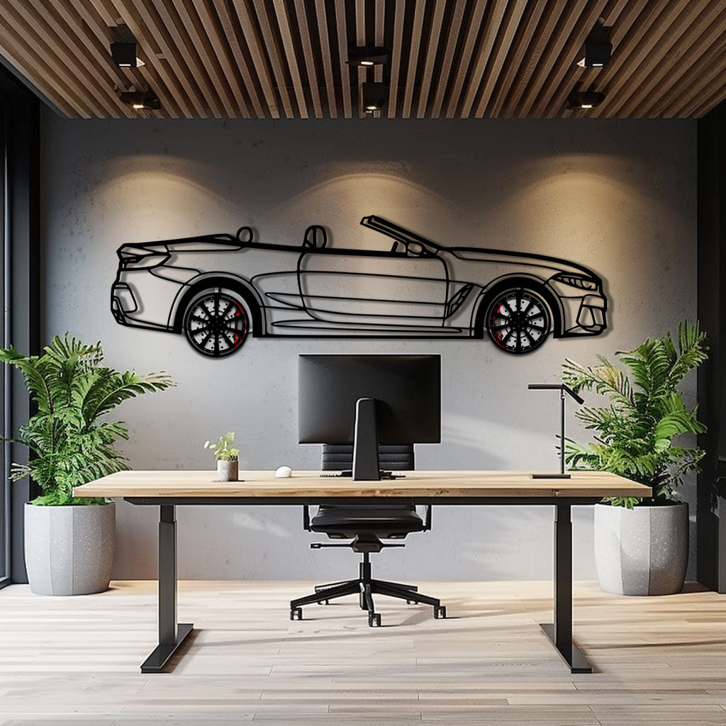BMW 850i Metal Car Wall Art with Rotating Wheels - Luxury Grand Tourer Silhouette - Interactive Automotive Wall Decor - KAFMEKA105 - Tampa Home & Garden Store