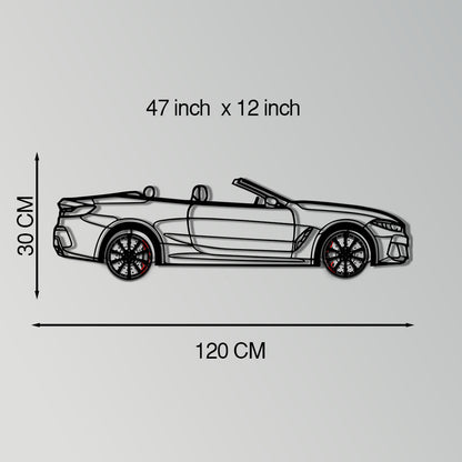BMW 850i Metal Car Wall Art with Rotating Wheels - Luxury Grand Tourer Silhouette - Interactive Automotive Wall Decor - KAFMEKA105 - Tampa Home & Garden Store