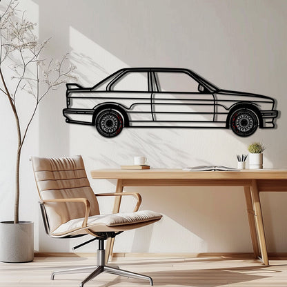 BMW E30 M3 Metal Car Wall Art with Rotating Wheels - Classic M Power Silhouette Decor - Interactive Automotive Wall Art - KAFMEKA100 - Tampa Home & Garden Store