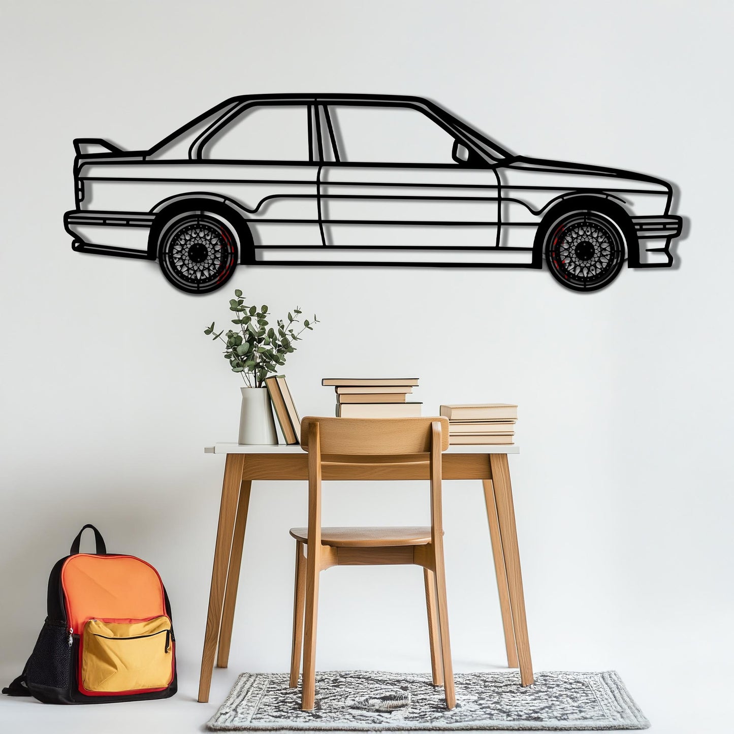 BMW E30 M3 Metal Car Wall Art with Rotating Wheels - Classic M Power Silhouette Decor - Interactive Automotive Wall Art - KAFMEKA100 - Tampa Home & Garden Store