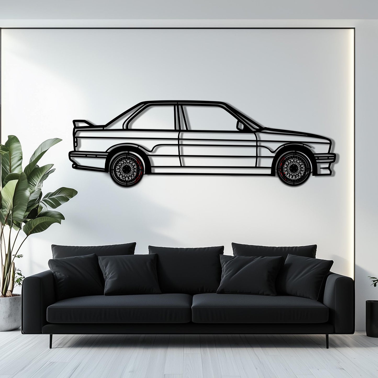 BMW E30 M3 Metal Car Wall Art with Rotating Wheels - Classic M Power Silhouette Decor - Interactive Automotive Wall Art - KAFMEKA100 - Tampa Home & Garden Store