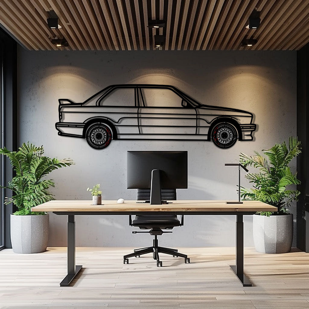 BMW E30 M3 Metal Car Wall Art with Rotating Wheels - Classic M Power Silhouette Decor - Interactive Automotive Wall Art - KAFMEKA100 - Tampa Home & Garden Store