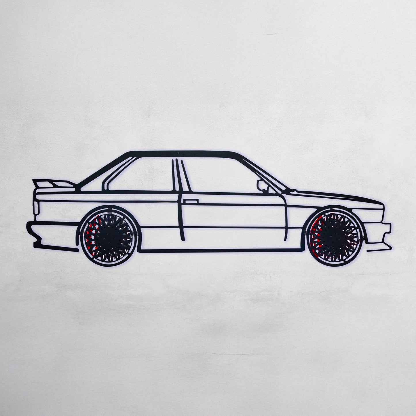 BMW E30 M3 Wall Art – Classic Steel Silhouette with Spinning Wheels -KAFMEKA013 - Tampa Home & Garden Store