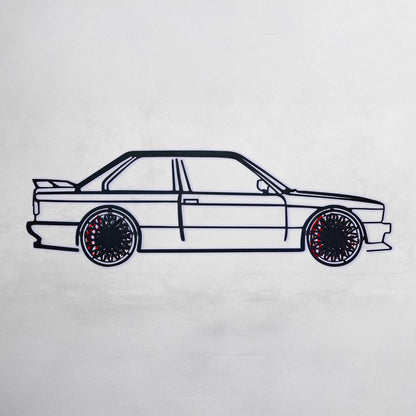 BMW E30 M3 Wall Art – Classic Steel Silhouette with Spinning Wheels -KAFMEKA013 - Tampa Home & Garden Store