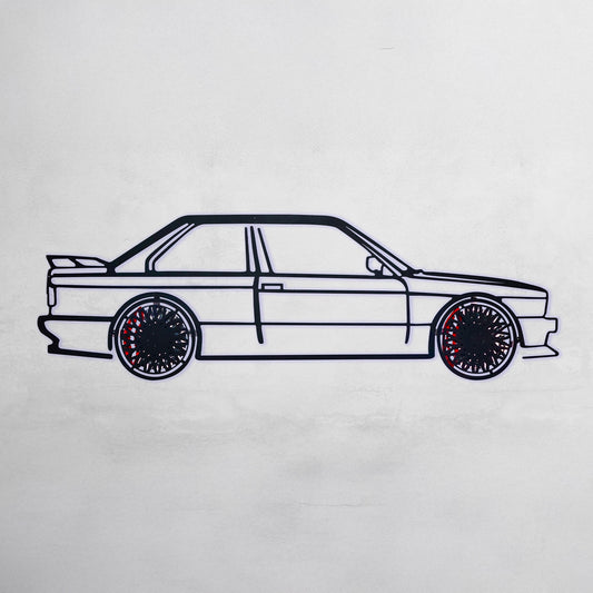 BMW E30 M3 Wall Art – Classic Steel Silhouette with Spinning Wheels -KAFMEKA013 - Tampa Home & Garden Store