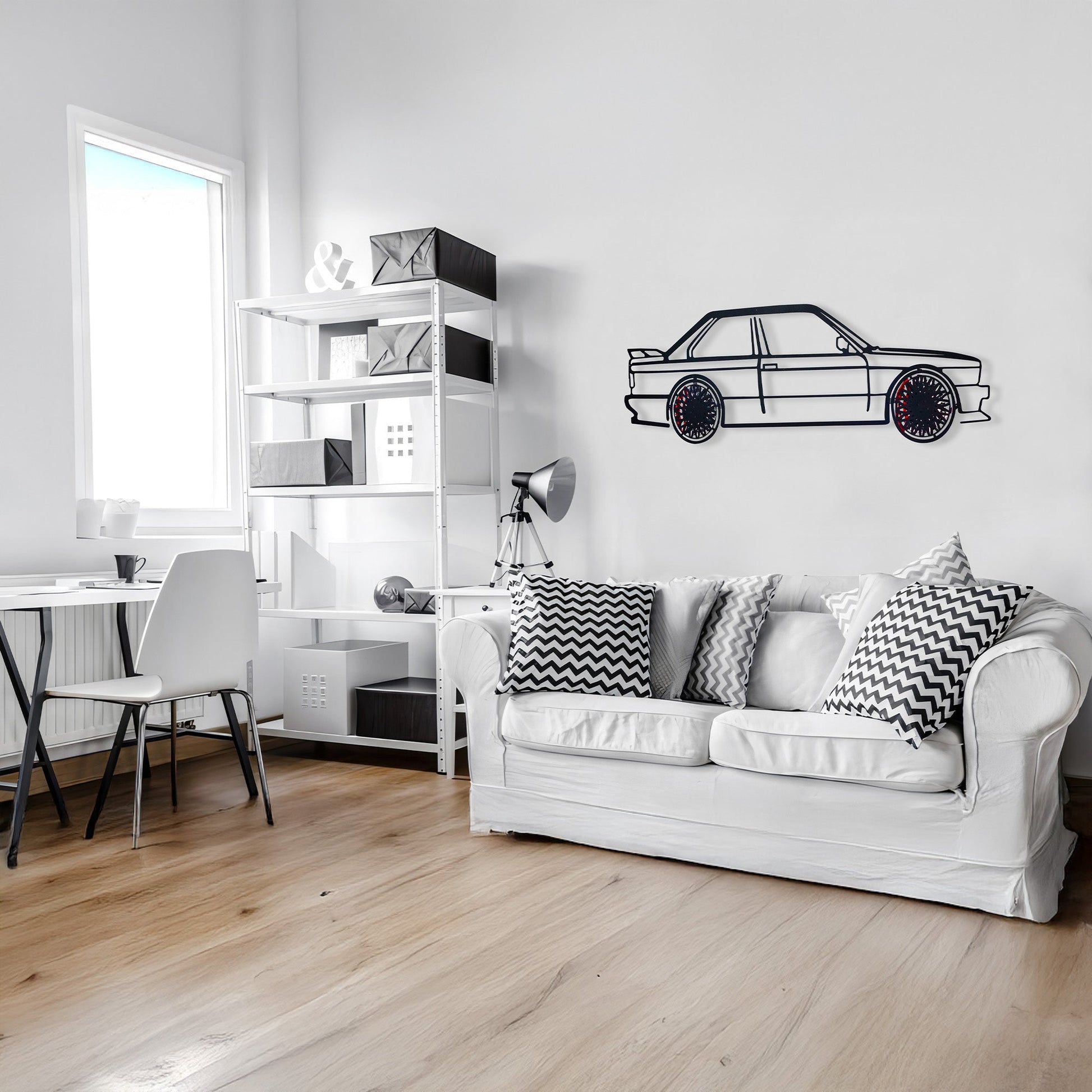 BMW E30 M3 Wall Art – Classic Steel Silhouette with Spinning Wheels -KAFMEKA013 - Tampa Home & Garden Store