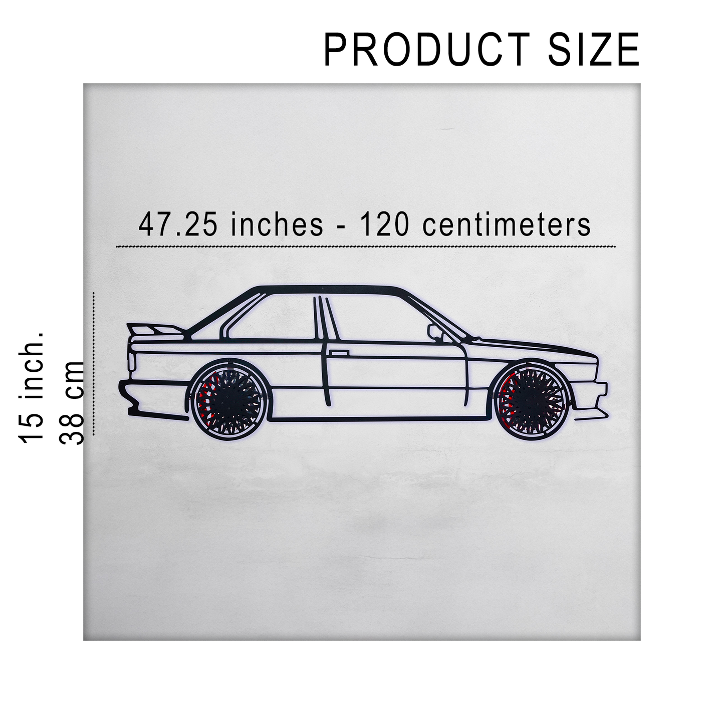 BMW E30 M3 Wall Art – Classic Steel Silhouette with Spinning Wheels -KAFMEKA013 - Tampa Home & Garden Store