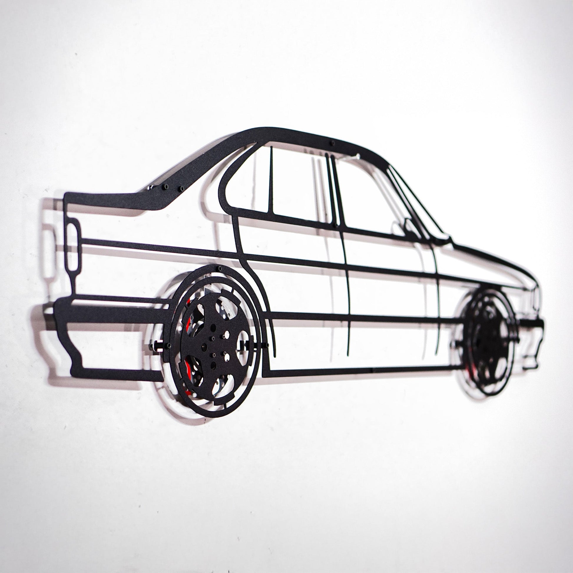 BMW E34 M5 Wall Art – Classic Steel Silhouette with Spinning Wheels-KAFMEKA014 - Tampa Home & Garden Store