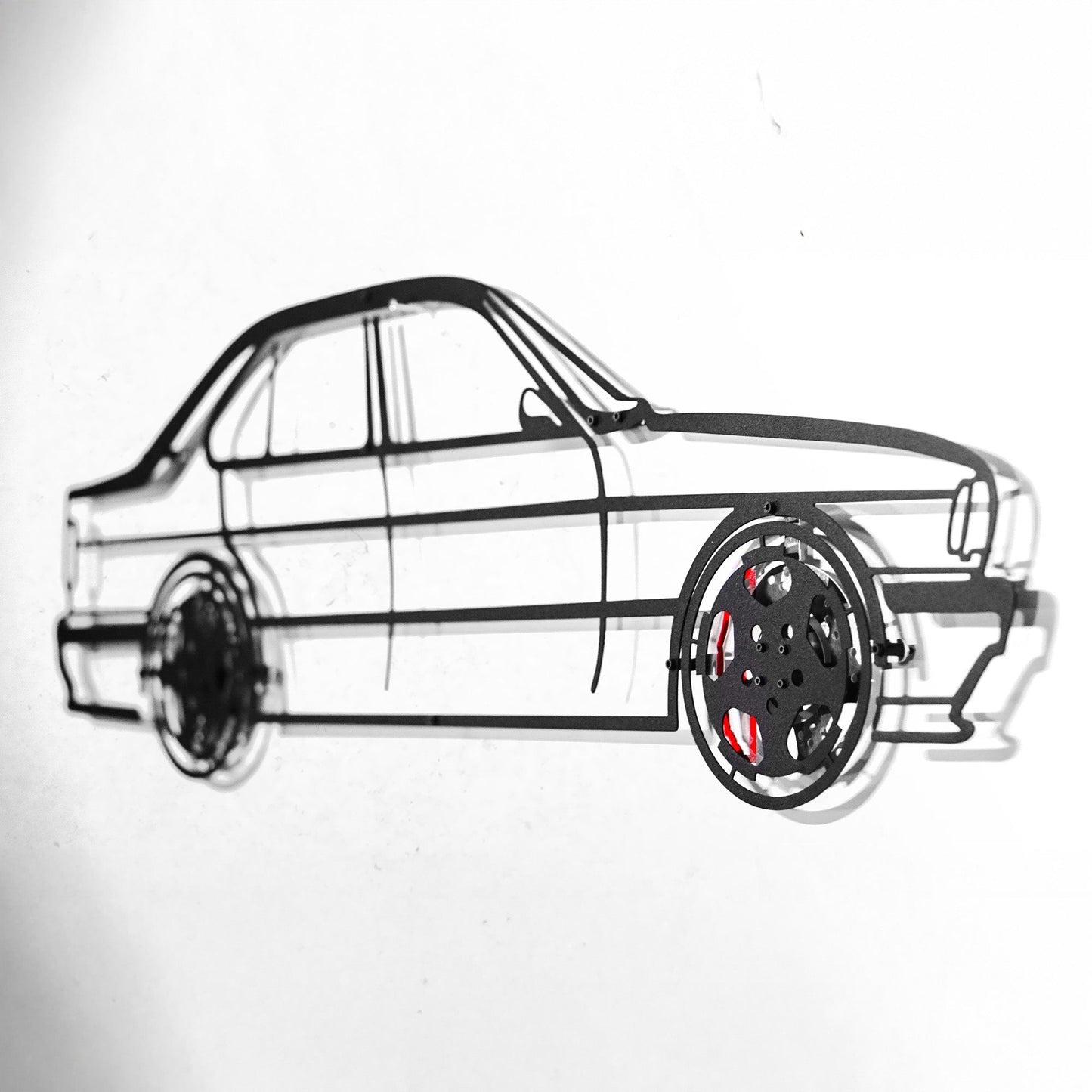 BMW E34 M5 Wall Art – Classic Steel Silhouette with Spinning Wheels-KAFMEKA014 - Tampa Home & Garden Store