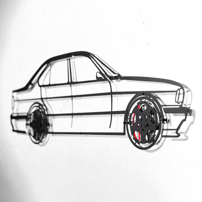 BMW E34 M5 Wall Art – Classic Steel Silhouette with Spinning Wheels-KAFMEKA014 - Tampa Home & Garden Store