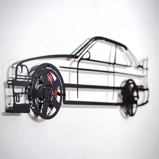 BMW E36 M3 Wall Art – Classic Steel Silhouette with Spinning Wheels-KAFMEKA015 - Tampa Home & Garden Store