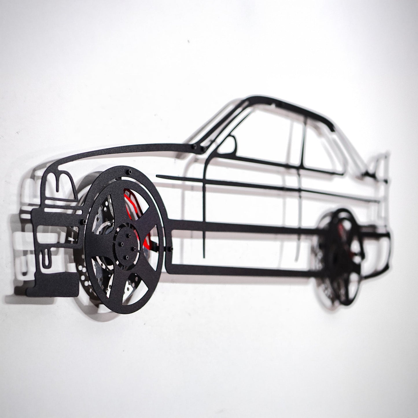BMW E36 M3 Wall Art – Classic Steel Silhouette with Spinning Wheels-KAFMEKA015 - Tampa Home & Garden Store