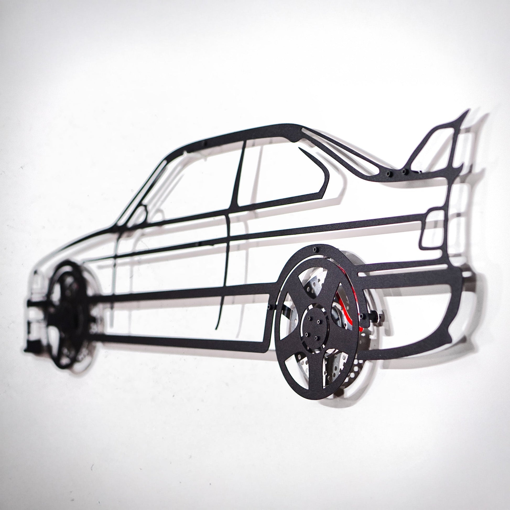 BMW E36 M3 Wall Art – Classic Steel Silhouette with Spinning Wheels-KAFMEKA015 - Tampa Home & Garden Store