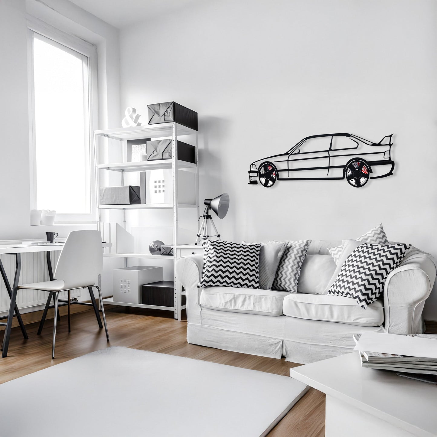 BMW E36 M3 Wall Art – Classic Steel Silhouette with Spinning Wheels-KAFMEKA015 - Tampa Home & Garden Store