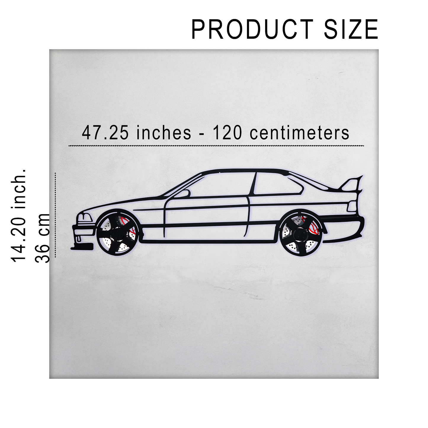 BMW E36 M3 Wall Art – Classic Steel Silhouette with Spinning Wheels-KAFMEKA015 - Tampa Home & Garden Store