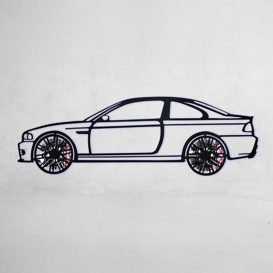 BMW E46 M3 Wall Art – Steel Silhouette with Spinning Wheels-KAFMEKA016 - Tampa Home & Garden Store
