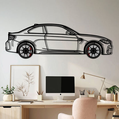 BMW M2 F87 Metal Car Wall Art with Rotating Wheels - M Power Compact Performance Silhouette - Interactive Automotive Decor - KAFMEKA107 - Tampa Home & Garden Store