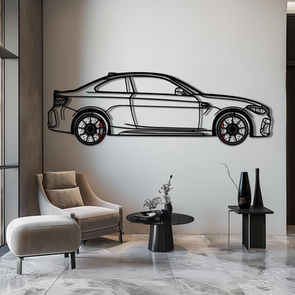 BMW M2 F87 Metal Car Wall Art with Rotating Wheels - M Power Compact Performance Silhouette - Interactive Automotive Decor - KAFMEKA107 - Tampa Home & Garden Store