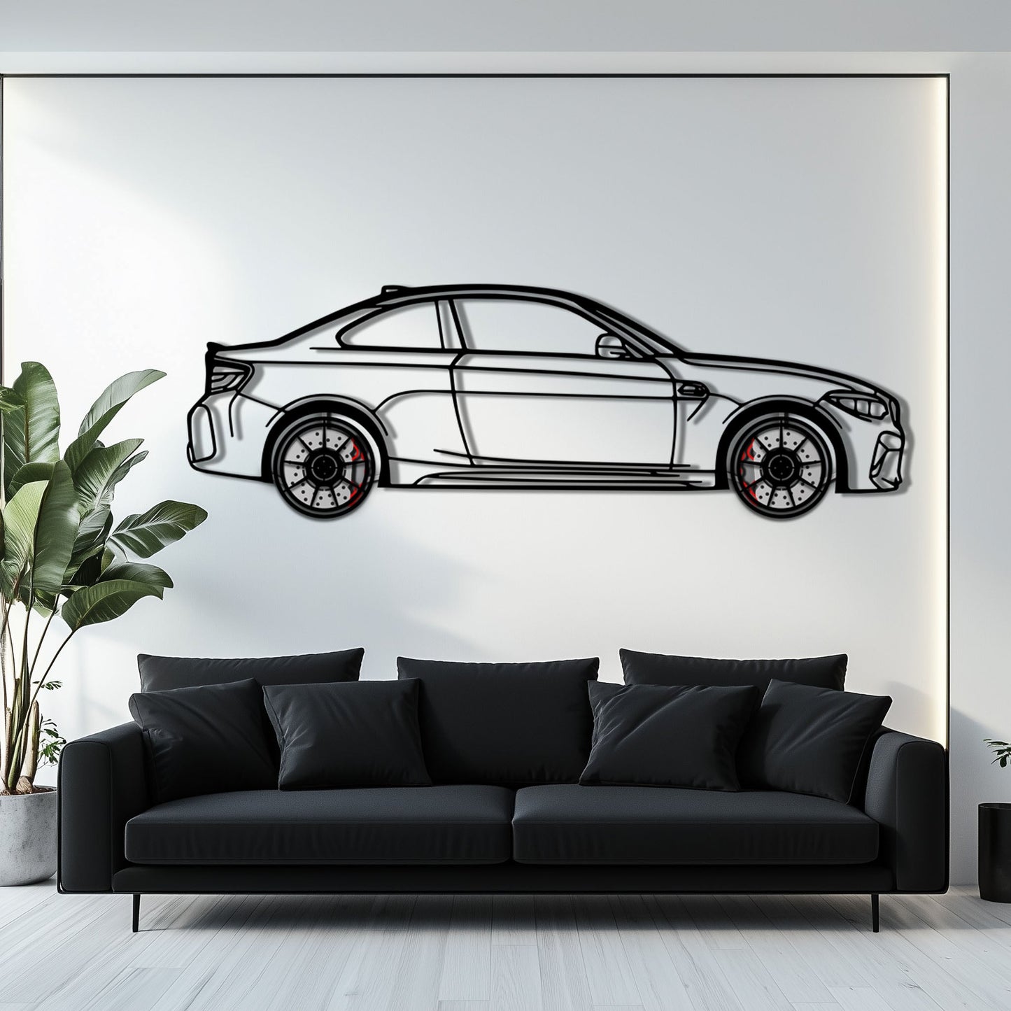 BMW M2 F87 Metal Car Wall Art with Rotating Wheels - M Power Compact Performance Silhouette - Interactive Automotive Decor - KAFMEKA107 - Tampa Home & Garden Store