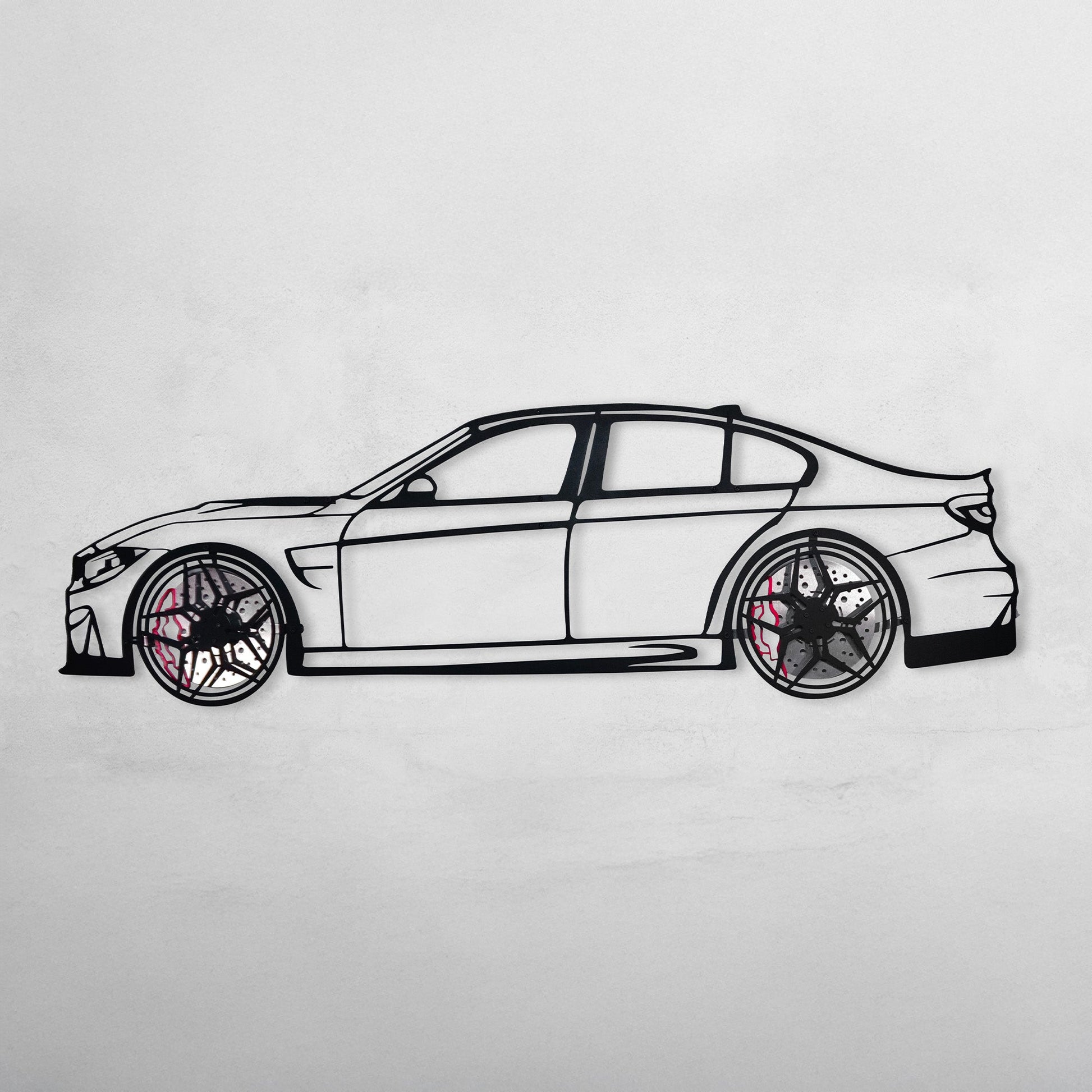 BMW M3 Wall Art – F80 Steel Silhouette with Spinning Wheels-KAFMEKA017 - Tampa Home & Garden Store