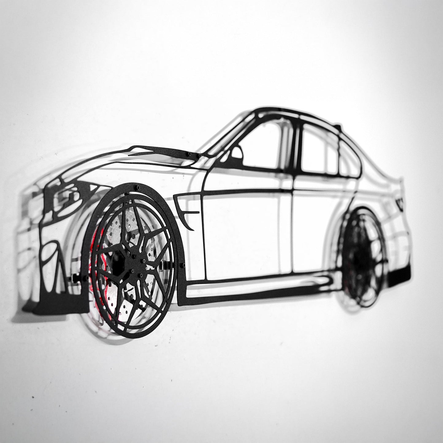 BMW M3 Wall Art – F80 Steel Silhouette with Spinning Wheels-KAFMEKA017 - Tampa Home & Garden Store