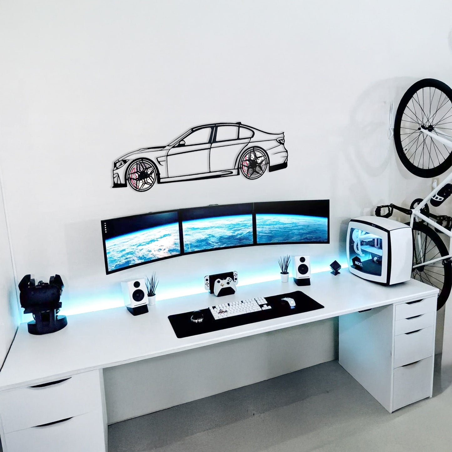 BMW M3 Wall Art – F80 Steel Silhouette with Spinning Wheels-KAFMEKA017 - Tampa Home & Garden Store