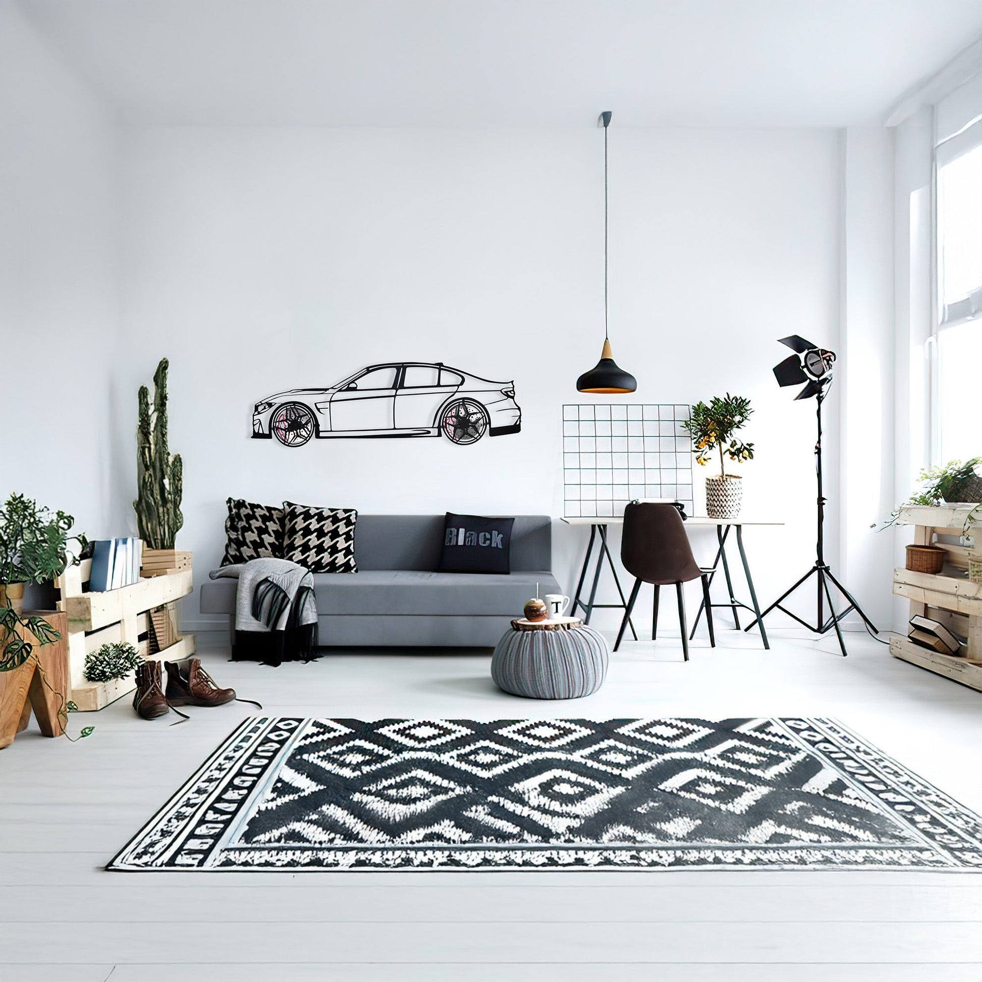 BMW M3 Wall Art – F80 Steel Silhouette with Spinning Wheels-KAFMEKA017 - Tampa Home & Garden Store