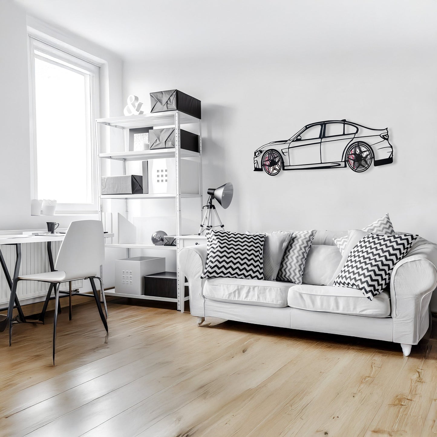 BMW M3 Wall Art – F80 Steel Silhouette with Spinning Wheels-KAFMEKA017 - Tampa Home & Garden Store