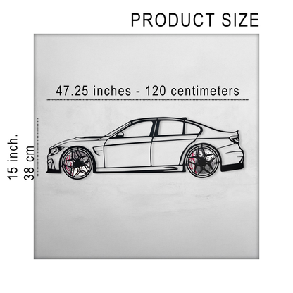 BMW M3 Wall Art – F80 Steel Silhouette with Spinning Wheels-KAFMEKA017 - Tampa Home & Garden Store