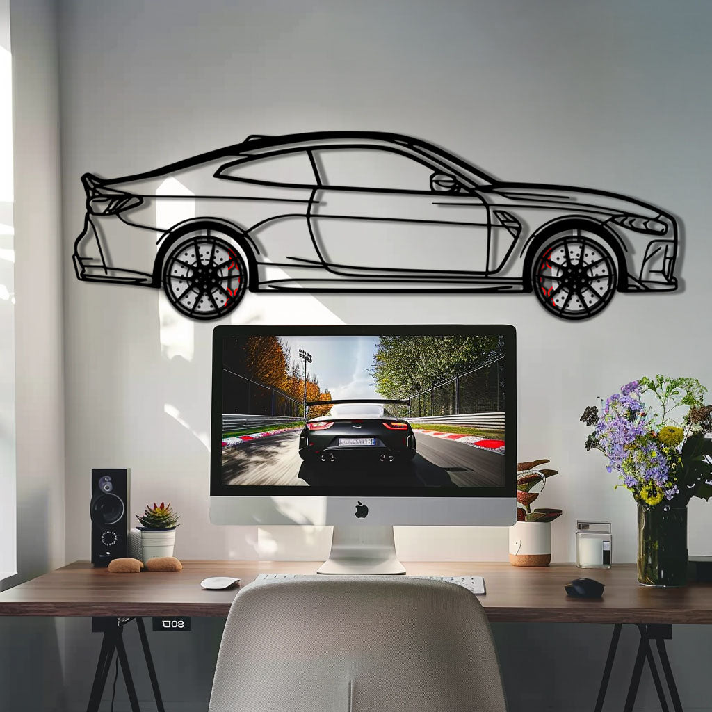BMW M4 CSL Metal Car Wall Art with Rotating Wheels - Limited Edition G82 Silhouette - Interactive Automotive Wall Art - KAFMEKA108 - Tampa Home & Garden Store