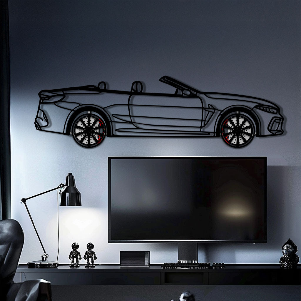 BMW M8 Competition Metal Car Wall Art with Rotating Wheels - M Power Luxury Silhouette - Interactive Automotive Wall Art - KAFMEKA109 - Tampa Home & Garden Store