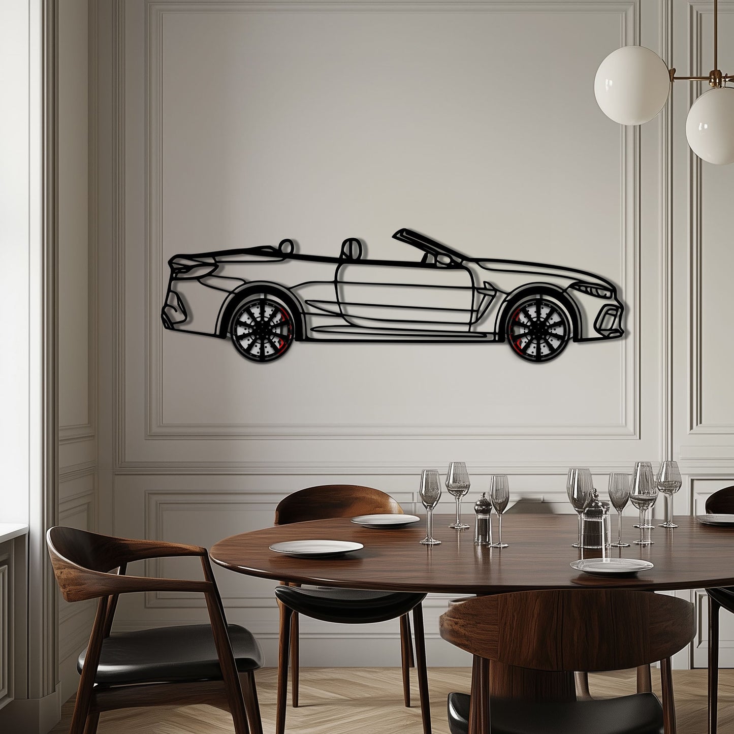 BMW M8 Competition Metal Car Wall Art with Rotating Wheels - M Power Luxury Silhouette - Interactive Automotive Wall Art - KAFMEKA109 - Tampa Home & Garden Store