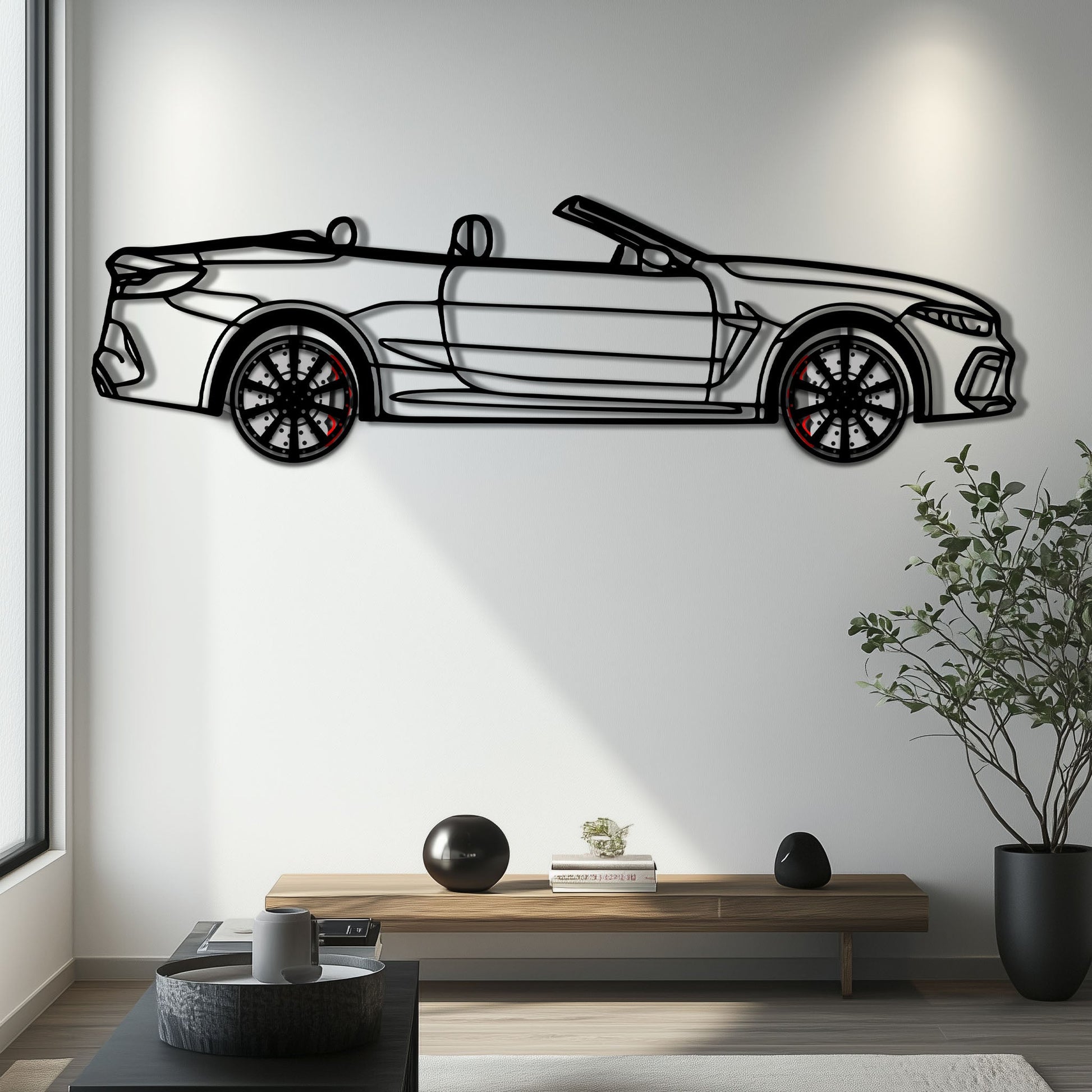 BMW M8 Competition Metal Car Wall Art with Rotating Wheels - M Power Luxury Silhouette - Interactive Automotive Wall Art - KAFMEKA109 - Tampa Home & Garden Store
