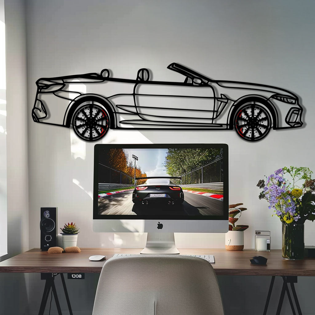 BMW M8 Competition Metal Car Wall Art with Rotating Wheels - M Power Luxury Silhouette - Interactive Automotive Wall Art - KAFMEKA109 - Tampa Home & Garden Store