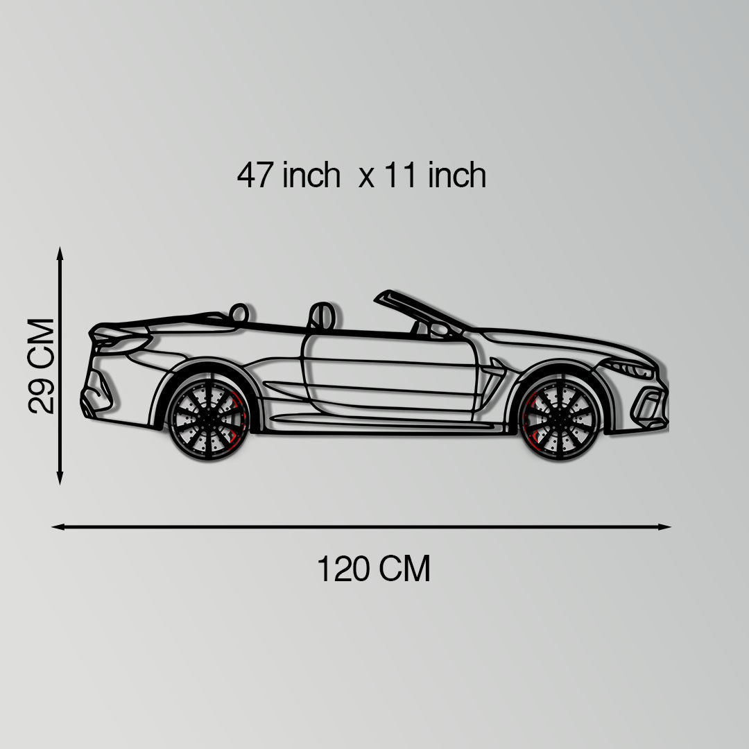 BMW M8 Competition Metal Car Wall Art with Rotating Wheels - M Power Luxury Silhouette - Interactive Automotive Wall Art - KAFMEKA109 - Tampa Home & Garden Store