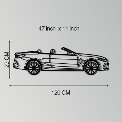 BMW M8 Competition Metal Car Wall Art with Rotating Wheels - M Power Luxury Silhouette - Interactive Automotive Wall Art - KAFMEKA109 - Tampa Home & Garden Store