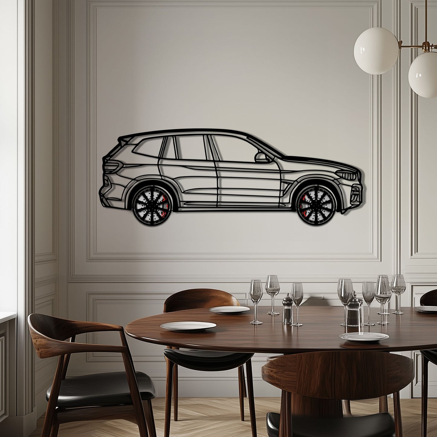 BMW X3 Metal Car Wall Art with Rotating Wheels - Modern SAV Silhouette Decor - Interactive Automotive Wall Art - KAFMEKA110 - Tampa Home & Garden Store