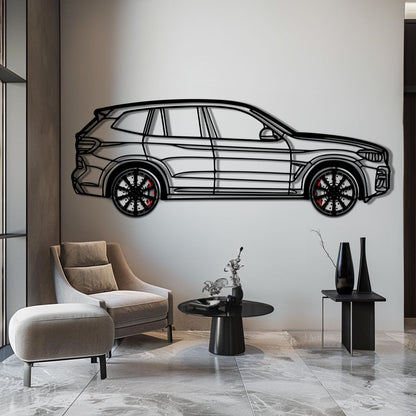 BMW X3 Metal Car Wall Art with Rotating Wheels - Modern SAV Silhouette Decor - Interactive Automotive Wall Art - KAFMEKA110 - Tampa Home & Garden Store