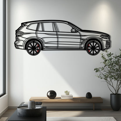 BMW X3 Metal Car Wall Art with Rotating Wheels - Modern SAV Silhouette Decor - Interactive Automotive Wall Art - KAFMEKA110 - Tampa Home & Garden Store