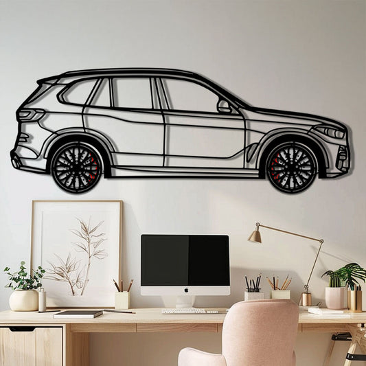 BMW X5 Metal Car Wall Art with Rotating Wheels - Modern SAV Silhouette Decor - Interactive Automotive Wall Art - KAFMEKA111 - Tampa Home & Garden Store