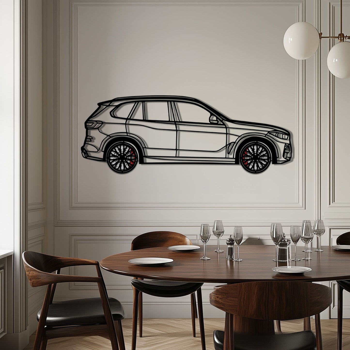 BMW X5 Metal Car Wall Art with Rotating Wheels - Modern SAV Silhouette Decor - Interactive Automotive Wall Art - KAFMEKA111 - Tampa Home & Garden Store