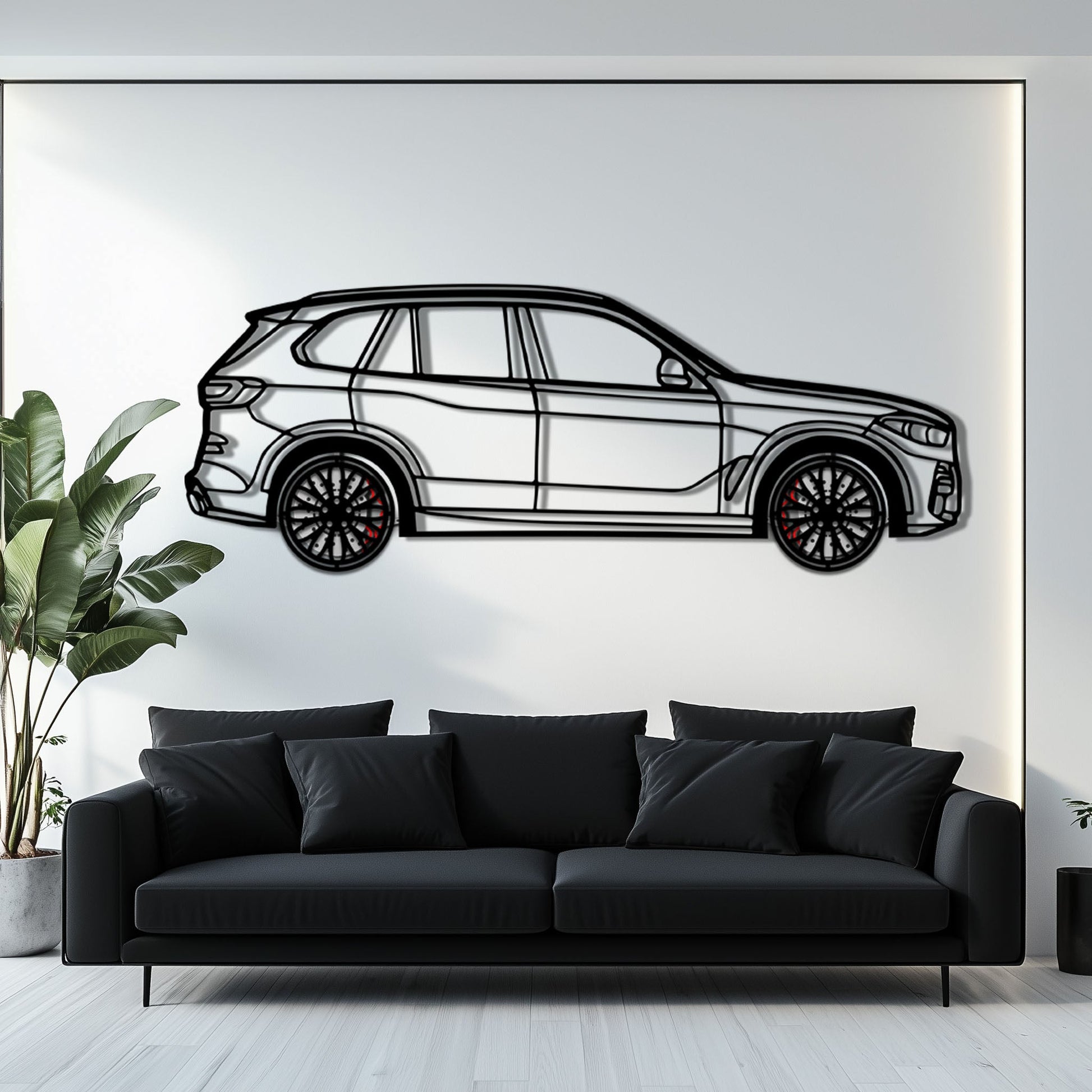 BMW X5 Metal Car Wall Art with Rotating Wheels - Modern SAV Silhouette Decor - Interactive Automotive Wall Art - KAFMEKA111 - Tampa Home & Garden Store