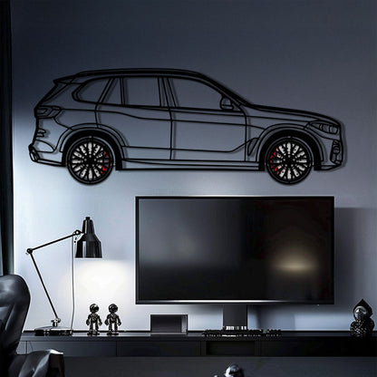 BMW X5 Metal Car Wall Art with Rotating Wheels - Modern SAV Silhouette Decor - Interactive Automotive Wall Art - KAFMEKA111 - Tampa Home & Garden Store