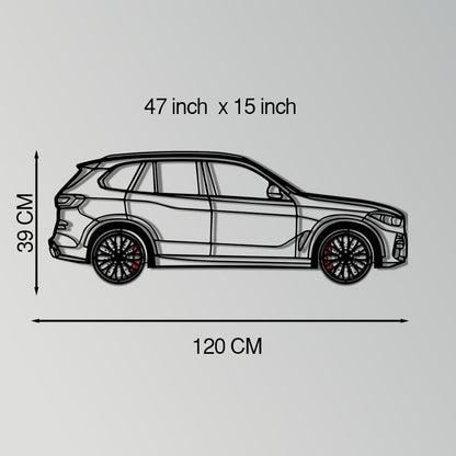 BMW X5 Metal Car Wall Art with Rotating Wheels - Modern SAV Silhouette Decor - Interactive Automotive Wall Art - KAFMEKA111 - Tampa Home & Garden Store